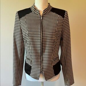 White House Black Market Black. Tan and White Houndstooth Blazer